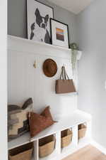 Mudroom with wood finished floors