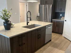 Kitchen in this unit features wall oven where you see this counter