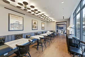 Dining space featuring light wood-style floors