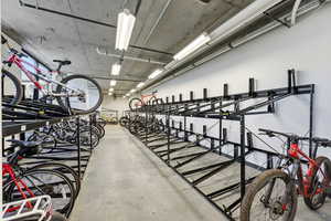 Garage featuring bike storage