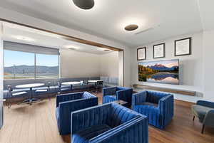Lobby with a mountain view