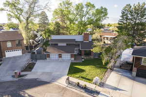 Aerial perspective of suburban area