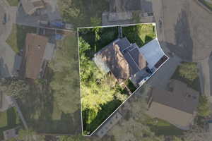 Aerial view of property's location featuring property boundaries highlighted