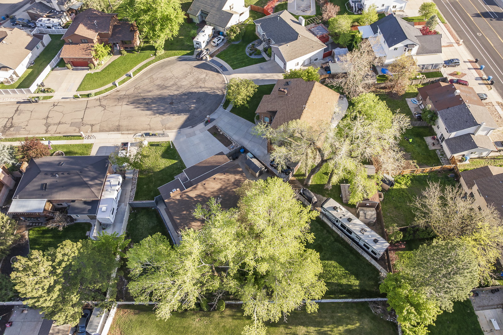 Aerial view of residential area