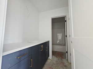 Full bathroom featuring vanity and bathtub / shower combination