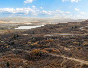 View of mountain background with a large body of water