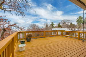 View of the deck with sunsets and fireworks.