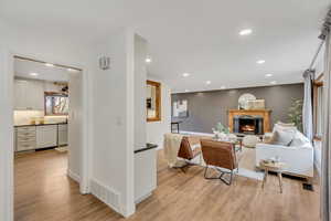 Living room, kitchen and formal dining.