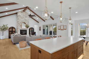 Kitchen featuring wood finish cabinetry, light wood finished floors
