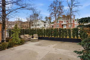 View of patio / terrace with an outdoor living space with a fire pit