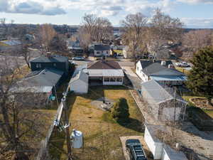 Aerial perspective of suburban area