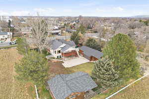 Aerial perspective of suburban area