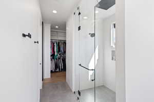 Hall featuring recessed lighting