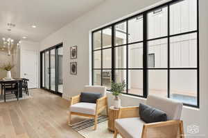 Building lobby with recessed lighting