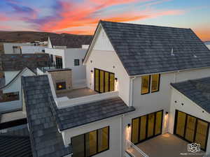 View of front of property featuring stucco siding