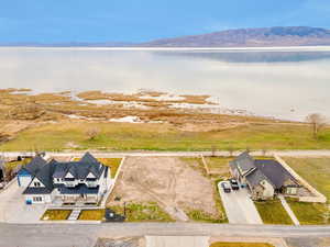 Drone / aerial view of a water and mountain view