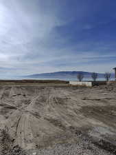 Water view with a mountainous background and rural landscape