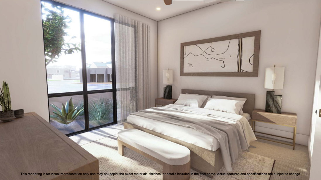 Bedroom with carpet floors and ceiling fan