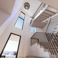 Stairway with a high ceiling