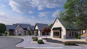 View of building exterior with curved driveway