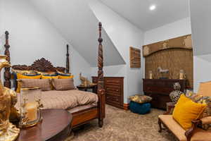 Bedroom with carpet flooring