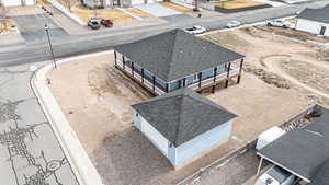 Aerial perspective of suburban area