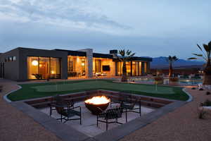 Cozy Sunken FirePit and Putting Green with Exterior Speakers
