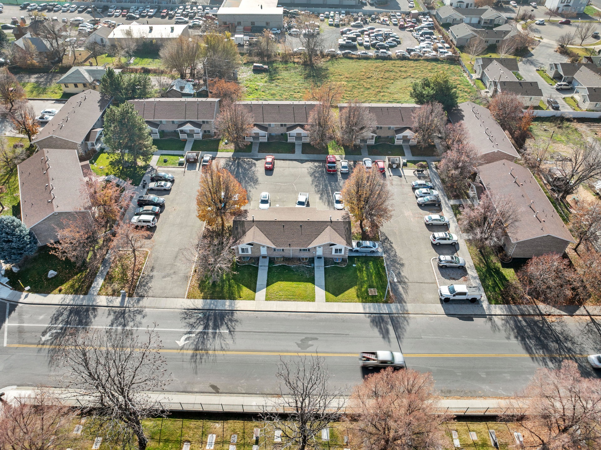 Aerial view of residential area