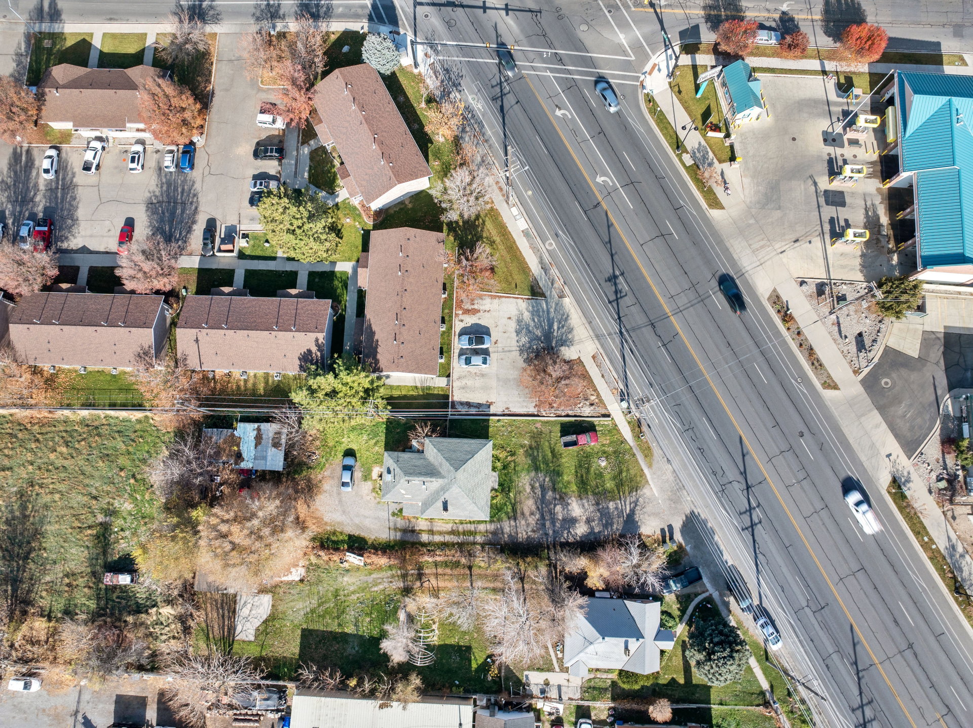 Aerial view of residential area