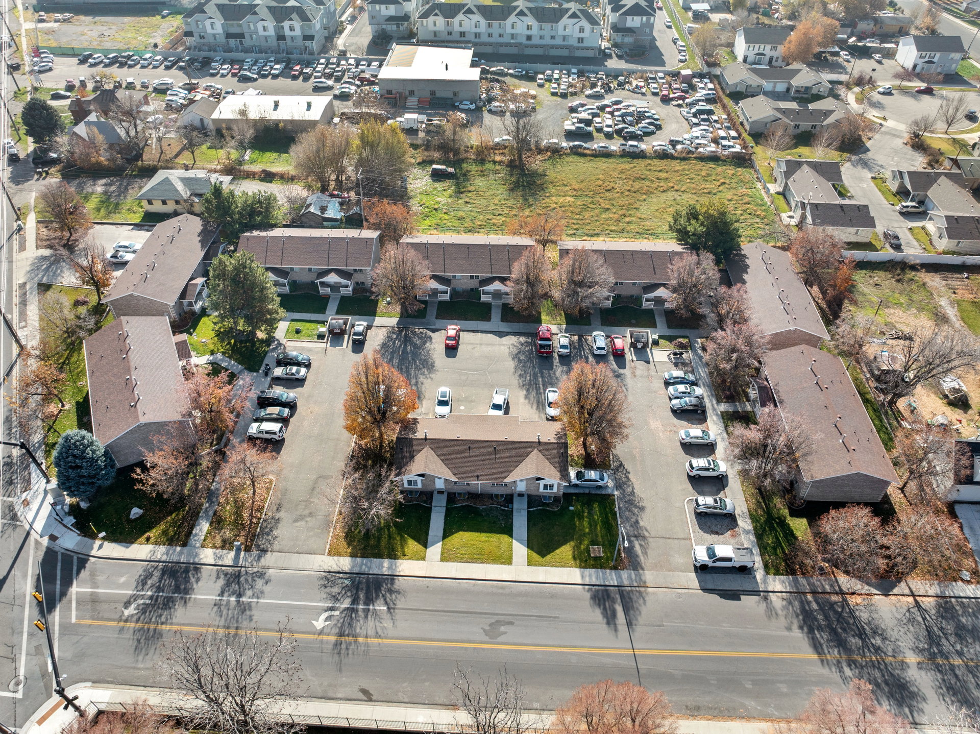 Aerial view of residential area