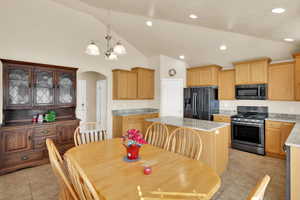 Dining room featuring tile floors