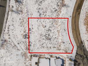 Aerial overview of property's location with property boundaries highlighted