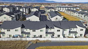 Drone / aerial view of a mountain backdrop