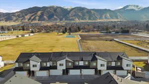 Drone / aerial view of a mountain backdrop