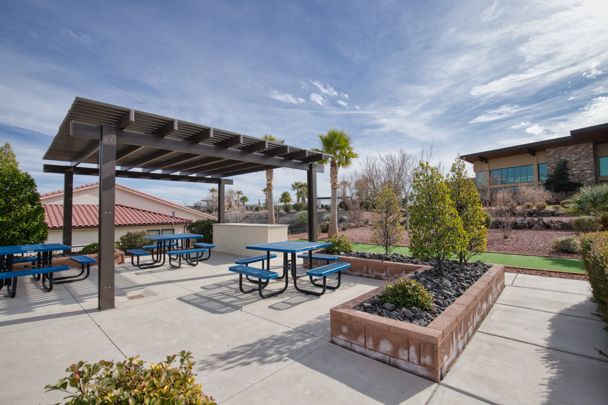 View of patio featuring outdoor dining space and a pergola