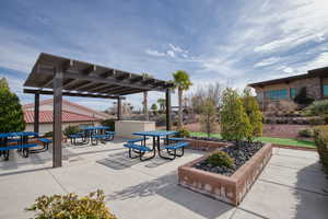 View of patio featuring outdoor dining space and a pergola