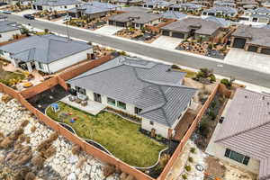 Aerial perspective of suburban area