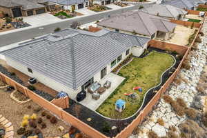 Aerial perspective of suburban area