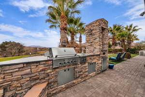View of patio with area for grilling