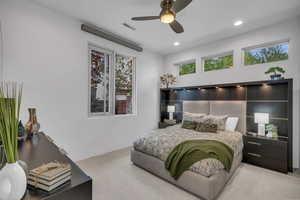 Bedroom featuring ceiling fan and recessed lighting