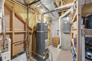 Utilities with electric panel and secured water heater