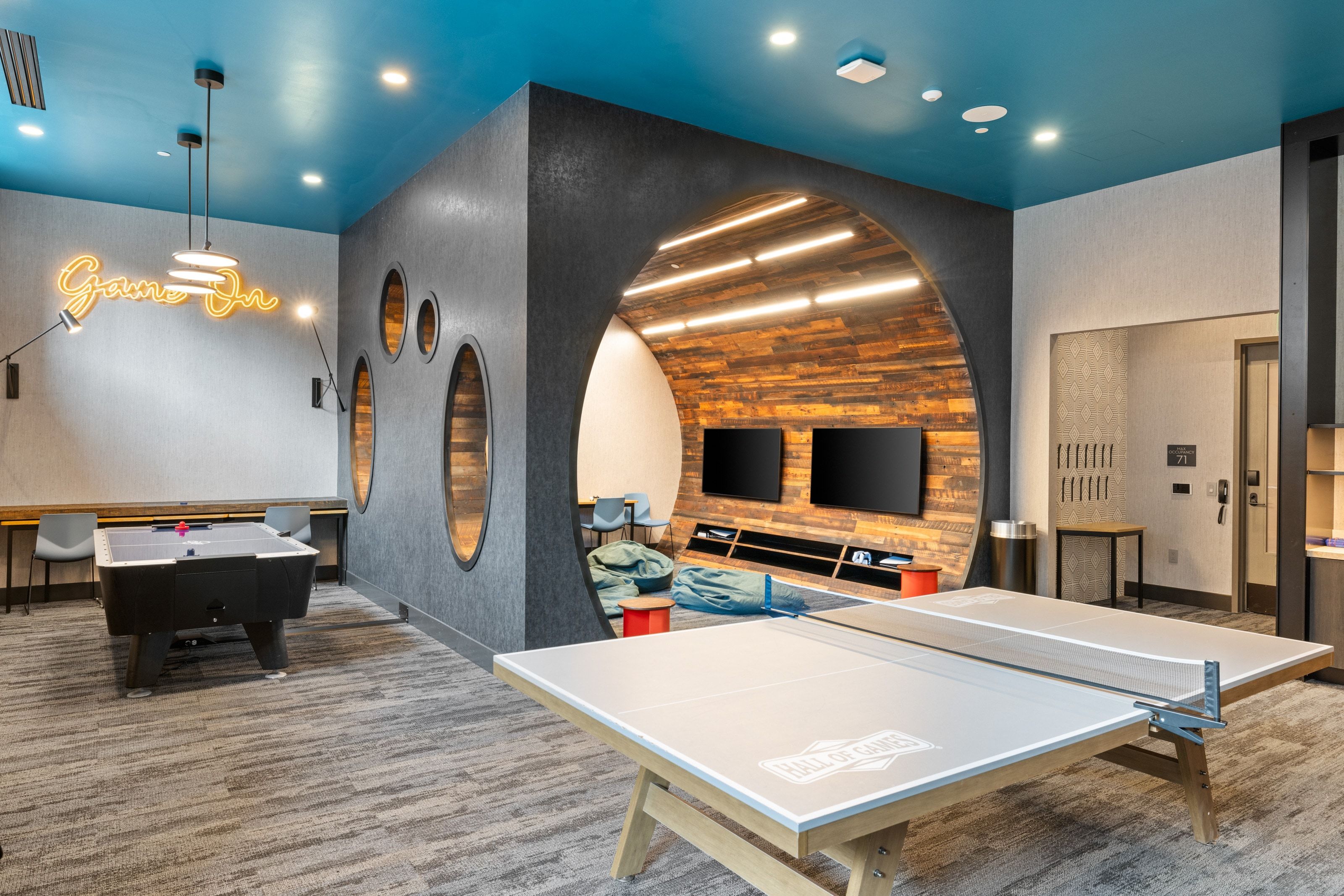 Playroom with recessed lighting