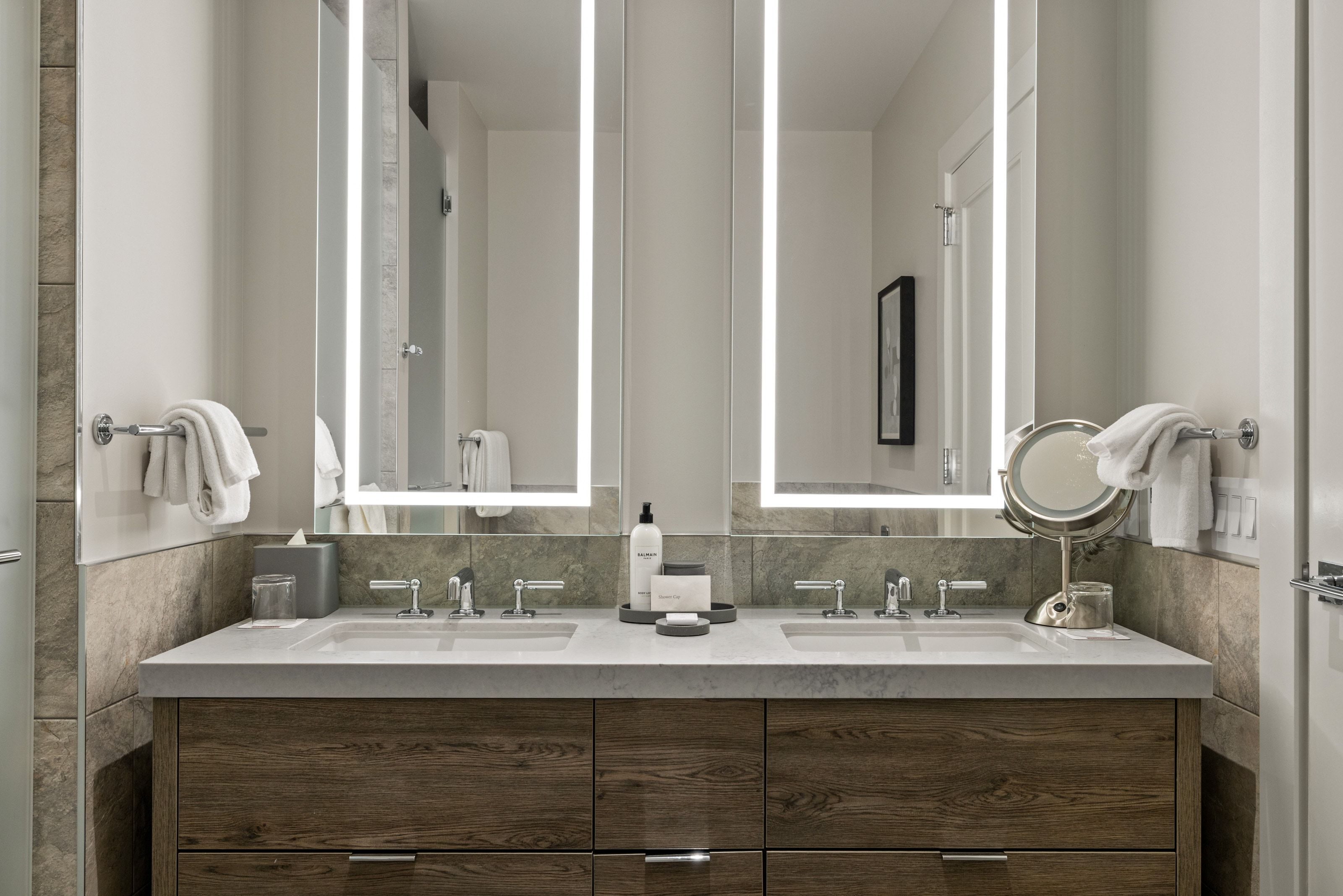 Full bathroom with double vanity