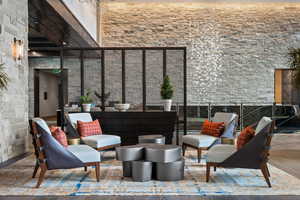 Community lobby with a high ceiling