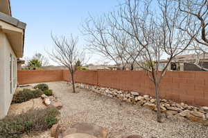 View of fenced backyard