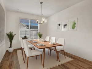 Virtually staged dining room