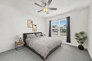 Virtually staged primary bedroom