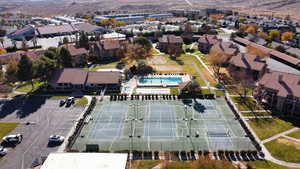 Bird's eye view of a pool area