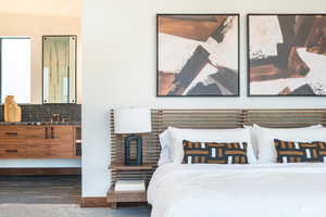 View of entrance to primary bath from bedroom