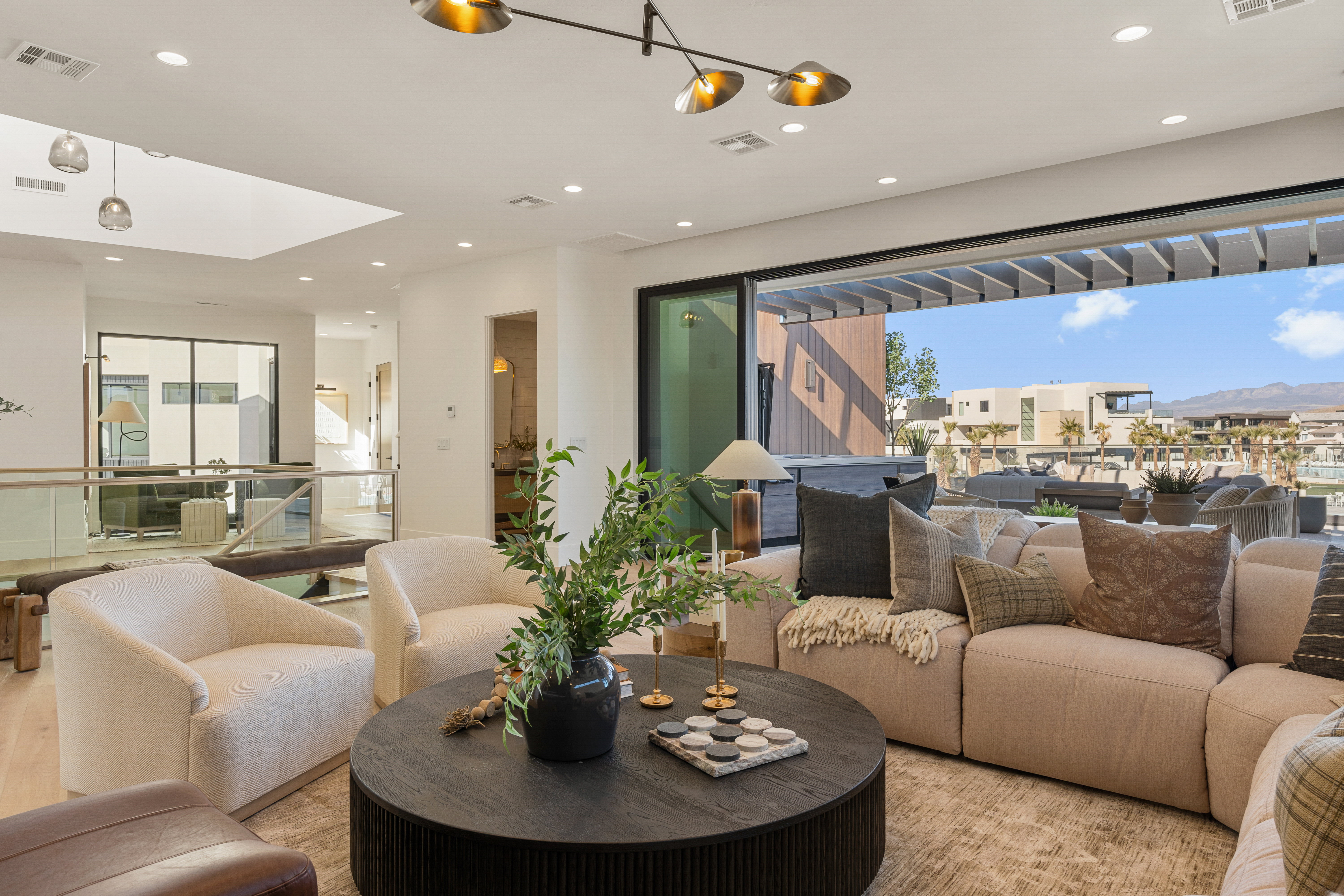 Living area with recessed lighting